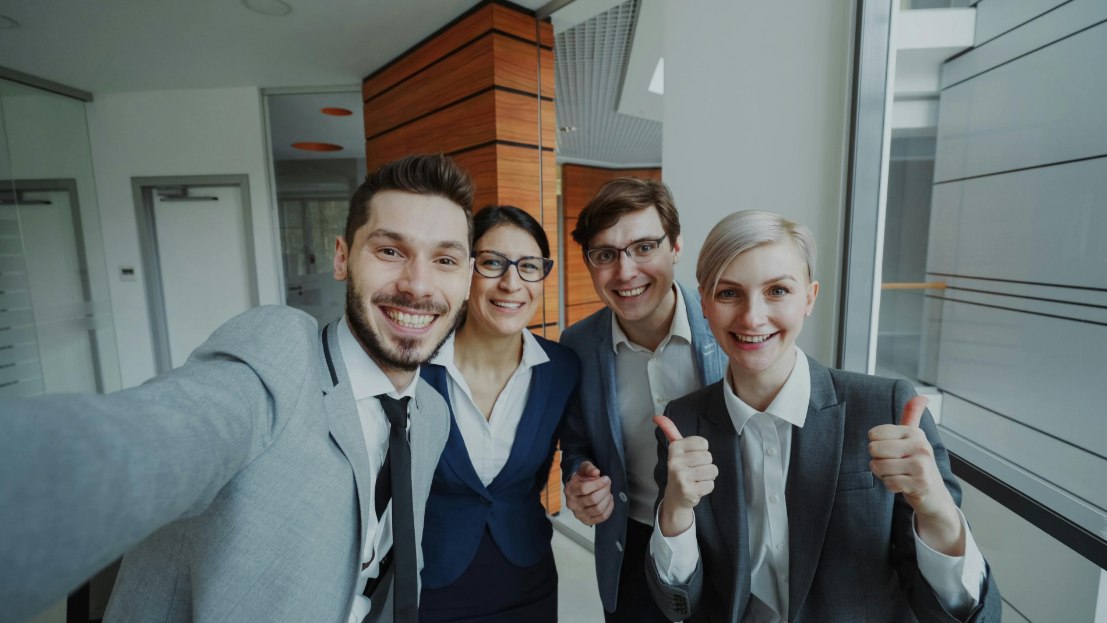 Corporate folks smiling